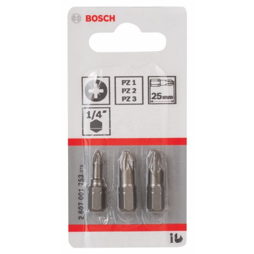 Bosch Pro 3tlg. Schrauberbit-Set Extra Hart für Pozidriv-Kreuzschlitzschrauben (Länge: 25 mm) - 2