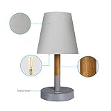 Tomons Nachttischlampe/ Bettschrank Stofflampenschirm Schreibtischlampe/ Massivholzlampe für Schlafzimmer, Wohnzimmer, Wohnheim, Kaffeetisch- grau - 2