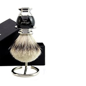 Haryali London Modern Black Silver Tip Badger Hair Shaving Brush Top Quality+ Free Brush Holder 1 Count (Pack of 1) - Image 2