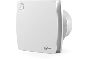 EINTTAX Ventilateur extracteur de salle de bain silencieux 100 mm avec capteur d'humidité et minuterie, ventilateur de salle de bain carré blanc 95 m³/h, ventilateur extracteur mural/fenêtre pour
