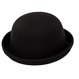 Butterme Kids Rolle Krempe Dura Glocke Bowler Hat Winter Wolle Felt Fedora billycock Cap Schwarz