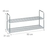 Relaxdays Schuhregal HBT: ca 45 x 90 x 30 cm Schuhschrank aus pulverbeschichtetem Metall mit 2 Ablagen als Schuhkommode und Schuhaufbewahrung beliebig erweiterbar Schuhablage für 8 Paar Schuhe, silber - 4