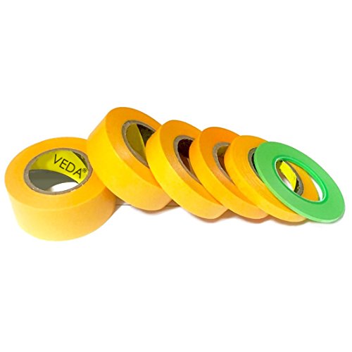 VEDA® Set von 6 Abdeckband 2mm / 6mm / 10mm / 15mm / 18mm / 24mm Handwerkzeuge Zubehör Modellbau Hobbie