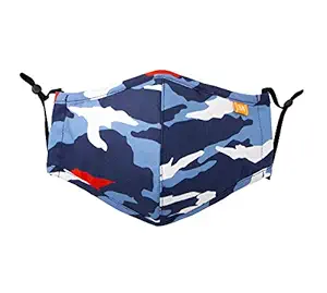 Spring Notion Reusable Washable Camouflage Cotton Cloth Face Mask for Adults and Kids Red White Blue Medium