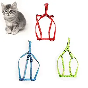 Kiki N Pooch Nylon Harness, Durable Lead Leash Rope with Comfortable Handle for Cat (Colour May Vary)