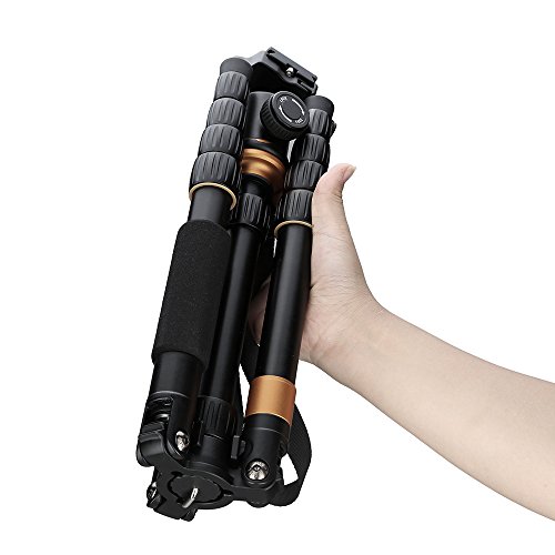 Andeor tr  pied professionnel en alliage d aluminium  tr  pied pliable multifonctionnel hauteur d untilisation agr  able 72 5-132 5cm pour Canon Nikon Sony Panasonic DSLR