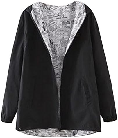 Dihope Women's Reversible Lightweight Hoodie Zipper Cagoule Kagool Jacket