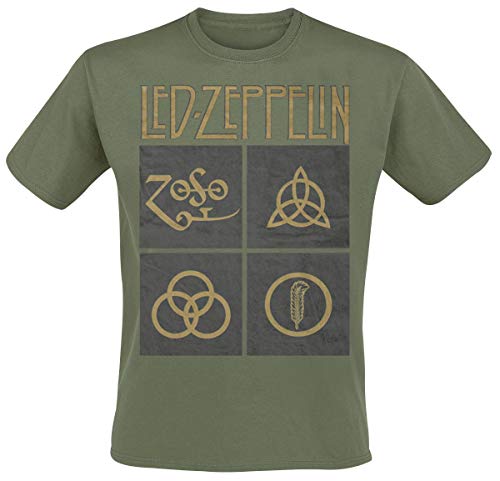 Preisvergleich Produktbild Led Zeppelin Green Symbols T-Shirt Oliv L