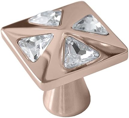 DecoUnique Pull Knob With Swarovski Crystal, 30mm, Rose Gold, 788 L RG C