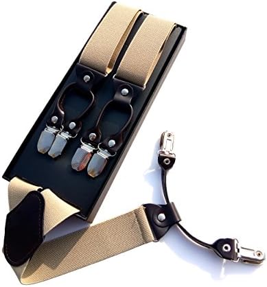 Lakebirds-Neutral sling adjustable Y Trouser Braces Suspenders, Unisex,Men and Women, Khaki/1