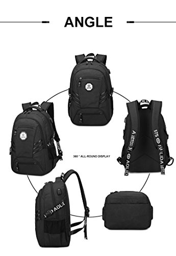 Herren Damen schlank Laptop Rucksack 15 6 Zoll Business Rucksack leichte wasserdicht Schulter Notebook Rucksack mit USB-Port  schwarz 