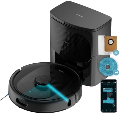 Cecotec Robot Aspirapolvere Conga 9990 AI Spin Revolution Ultra Power Home. 10.000 Pa, Navigazione Laser, Base Autosvuotamento, Intelligenza Artificiale, Evita Oggetti, Controllo App, Autonomia 240min