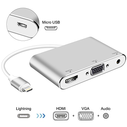 Lightning – Digitaler AV-Adapter, ink-topoint Lightning auf HDMI & VGA & Audio Video Conversion Adapter mit Mi