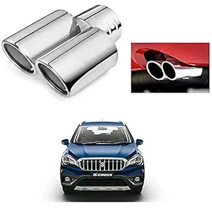 Olmeo A95 Round Twin Pipe Car Exhaust Silencer Tip Chrome - for Maruti Suzuki S-Cross