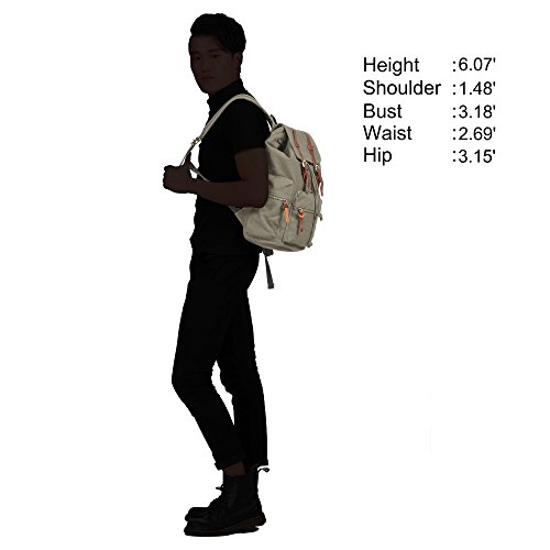 Veevan Herren Damen Vintage Canvas Rücksack Retro Schulrucksack Daypacks - 5