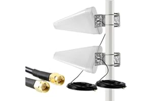 UniteCom 4G 5G High Gain Directional LPDA Yagi Antenna 11dBi 10 Meter LMR195 Cable 50 Ohm 600MHz-6GHz IP67 Indoor/Outdoor Waterproof LTE Aerial Three 02 Vodafone EE (Dual Antennas - 10M Cables)