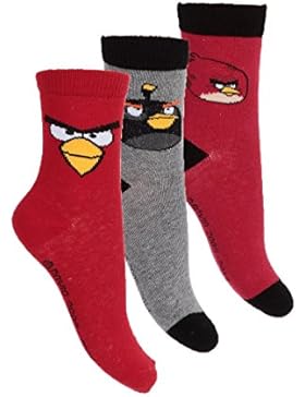 Angry Birds 3er Pack Kinder Socken Set Bequeme Strümpfe für Jungen und Mädchen aus Buamwolle mit Angry Birds Motiven