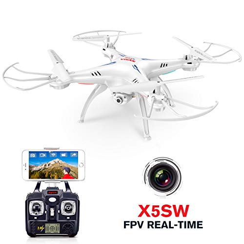DoDoeleph Syma X5SW 2.4GHz 4CH 6 Axis Gyro Trasmissione in Tempo Reale FPV RC Quadcopter Drone Quadricottero Droni con HD modalità Macchina Fotografica (Colore: Bianco)