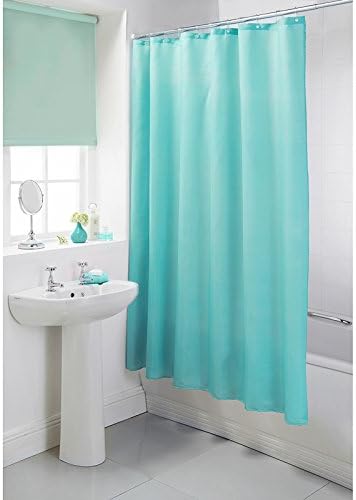 180 x 180cm Plain Shower Curtains With 12 Hooks Included (Aqua)