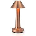 V2COM Modern Table Lamp Cordless Wireless Lighting 2.4W Dimmable Touch Switch LED Rechargeable Aluminium Desk Lamp for Restaurant Reading Bar Coffee Shop (Copper)