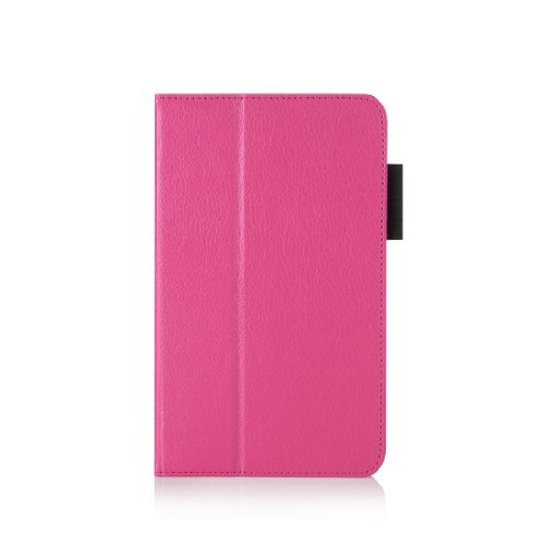 Invero® Premium Hülle Ledertasche umfasst Ständer Feature, Displayschutzfolie und Eingabestift Kugelschreiber für Samsung Galaxy Tab 4 7,0 Zoll SM T230 T231 (Rosa / Pink) - 2