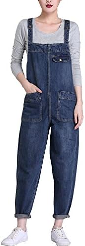 Women's Classic Bib Overall Casual Sleeveless Denim Jumpsuit Romper Dungarees With Pockets (24, Blue)