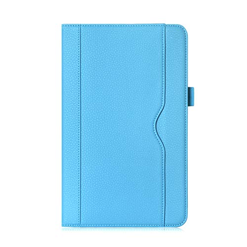 ISIN Housse pour Tablette Série Étui Premium PU avec Support pour Samsung Galaxy Tab A 10.1 SM-T580 T585 Tablette avec Sangle, Multiples View Anges et Document Poche (Bleu)