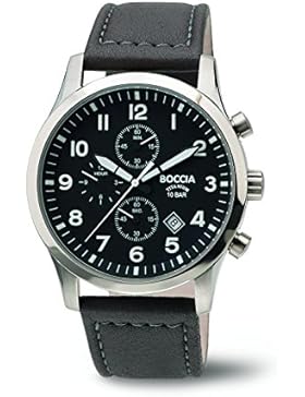 Boccia Herren-Armbanduhr Chronograph Quarz Leder 3755-01