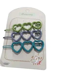 APPSAMBR-NEW PATTERN HAIR CLIPS FOR GIRLS PACK OF 3 Heart shape