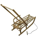 Winterexpress Holzschlitten mit Rückenlehne + Zugleine + SCHIEBESTANGE – Lehne -Kinderschlitten – Schlitten aus Holz Kinderschlitten NEU - 3