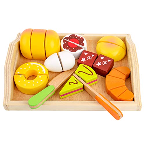 Preisvergleich Produktbild Amitas Küchenspielzeug zum Schneiden Holz Lebensmittel Spielzeug Lernenspielzeug für Kinder Rollenspiele (B)