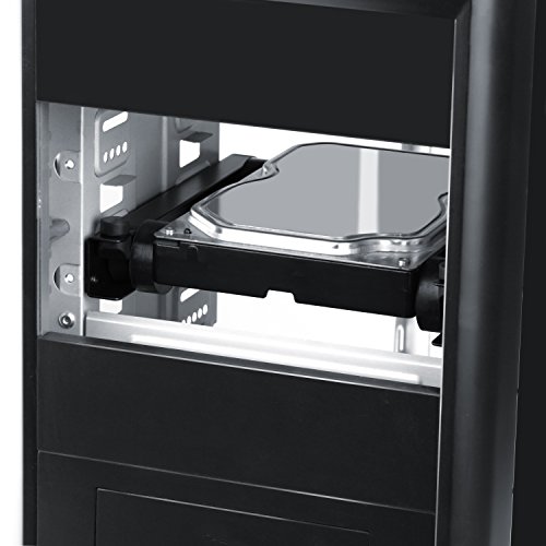CSL – Einbaurahmen HDD Vibrationsdämpfer 3,5” / Entkoppler | “AntiShock” vibration isolation system | Schienen mit Vibrationsdämpfern/Schwingungsdämpfer | einfache Montage | für 3,5″ (8,89cm)-Festplatten (HDD / IDE / PATA/ SATA) in einem freien 5,25″ Einbauschacht | inkl. Montageschrauben-Set + 2x 5,25“ Einbauschienen + 2x Gummistopper + 4x Gummipuffer | schwarz - 3