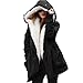 Produktbild Damen Wintermantel, Keepwin Moden Faux Pelz Kunstfell Dickes Fleece Mantel Jacke Langarm Kapuze Warm Parka Outcoat (S, Schwarz)