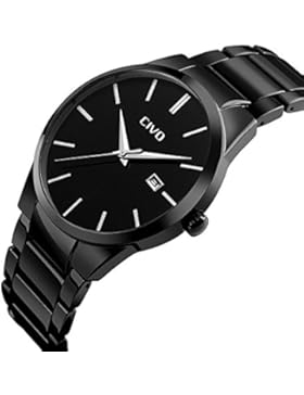 CIVO Herren Uhren Luxus Schwarz Edelstahl Band Datum Kalender Uhr Männer Wasserdichte Analog Quarzwerk Armbanduhr...