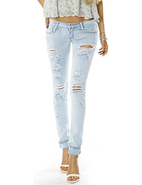 Bestyledberlin Damen Jeans Hose Hüftjeans Skinny Röhrenjeans Jeanshose röhre zerrissenes Knie j18ab