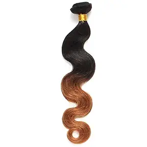 Rosette Hair Bundles Brazilian Ombre Virgin Hair Body Wave Hair Extension/Weft 100% Unprocessed Remy Virgin Human Hair TwonTone color Natural Black 1b /30# Size 12