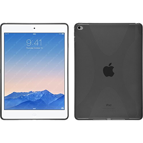 PhoneNatic Case für Apple iPad Air 2 Hülle Silikon grau X-Style Cover iPad Air 2 Tasche + 2 Schutzfolien
