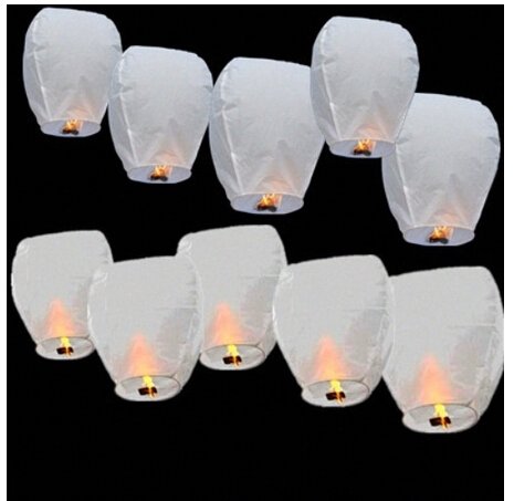 20 x Eco-Friendly Sky Lanterns for Christmas, New Year, Chinese New Year, Weddings & Parties (40cms 58cms x 105cms) (White)
