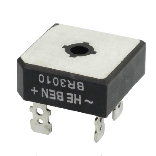 sourcingmap® 1000V 30A Metall Gehäuse Einzelphase Diode Brückengleichrichter schwarz silbern