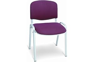 Europrimo Sedia da Ufficio Poltrona Fissa per Sala Attesa impilabile in Alluminio e Ecopelle Viola