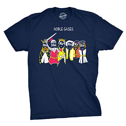 Crazy Dog Tshirts - Mens Noble Gases Science T Shirt Funny Periodic Table Nerdy tee for Geeks (Navy) - M - Camiseta Divertidas