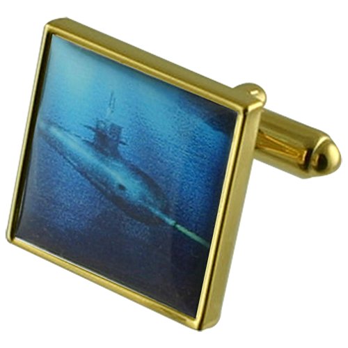 Preisvergleich Produktbild U-Boot-Torpedo Goldene Manschettenknöpfe personalisiert graviert box