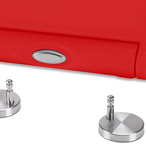 MSV WC Sitz Toilettendeckel Duroplast mit Absenkautomatik und auf Knopfdruck abnehmbar zur Reinigung in Rot – Easy Fix Clip System - 2