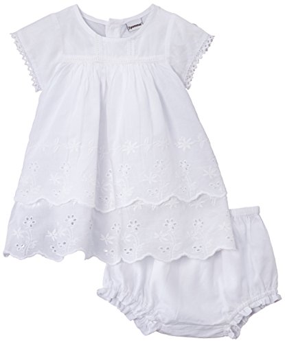 3 Pommes Baby Girls 0-24m Robe+Bloomer Plain Dress, White, 9-12 Months (Manufacturer Size: 1 Years)