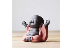 MONLIYA Keramik-Figur, Kleiner süßer Buddha, Mönch-Figur, kreatives Babypasteln, Ornamente Geschenk, chinesische zarte Keramik Kunst und Handwerk