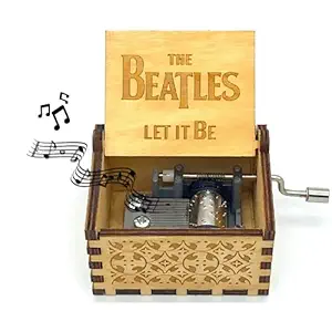Caaju Beatles Music Box Hand Crank Musical Box Carved Wooden Music Boxes Mini Size Gift for Women/Men/Girls/Boys? (Brown)