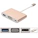 Ultima™USB 3.1 Type C to VGA/ USB 3.0/ Type C Female Charger Adapter for Apple New MacBook Pro, Google Chromebook Pixel and other Devices with Type C Port. RS.3699.00