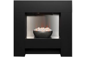 Adam Cubist Electric Fireplace Suite in Textured Black, 36 Inch