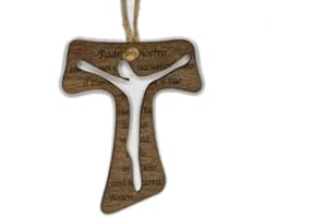 DACL'ART Crocifisso Croce Tao in legno Prodotto Artigianale Bomboniere Prima Comunione (Laccato Noce)