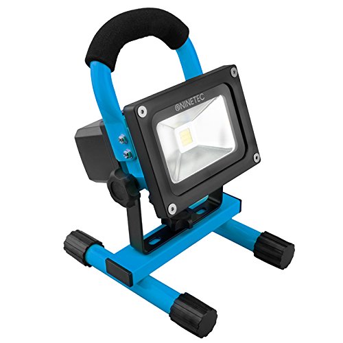NINETEC 10W LED Flutlicht Fluter Lampe Außen Strahler kabellos Baustrahler tragbar Blau